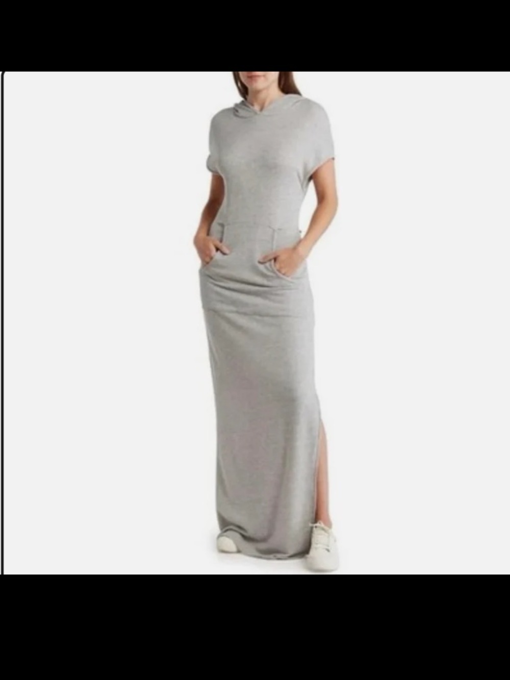 Go Couture Heather Gray Short Sleeve Hoodie Dress Size Large